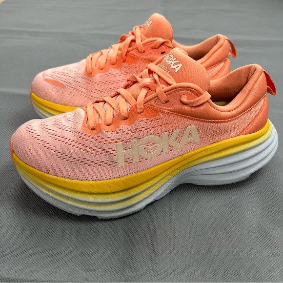 Hoka One One Womens Bondi 8 Size 6.5(B) Peach Running Shoes Sneakers 1127952 - Picture 3 of 14